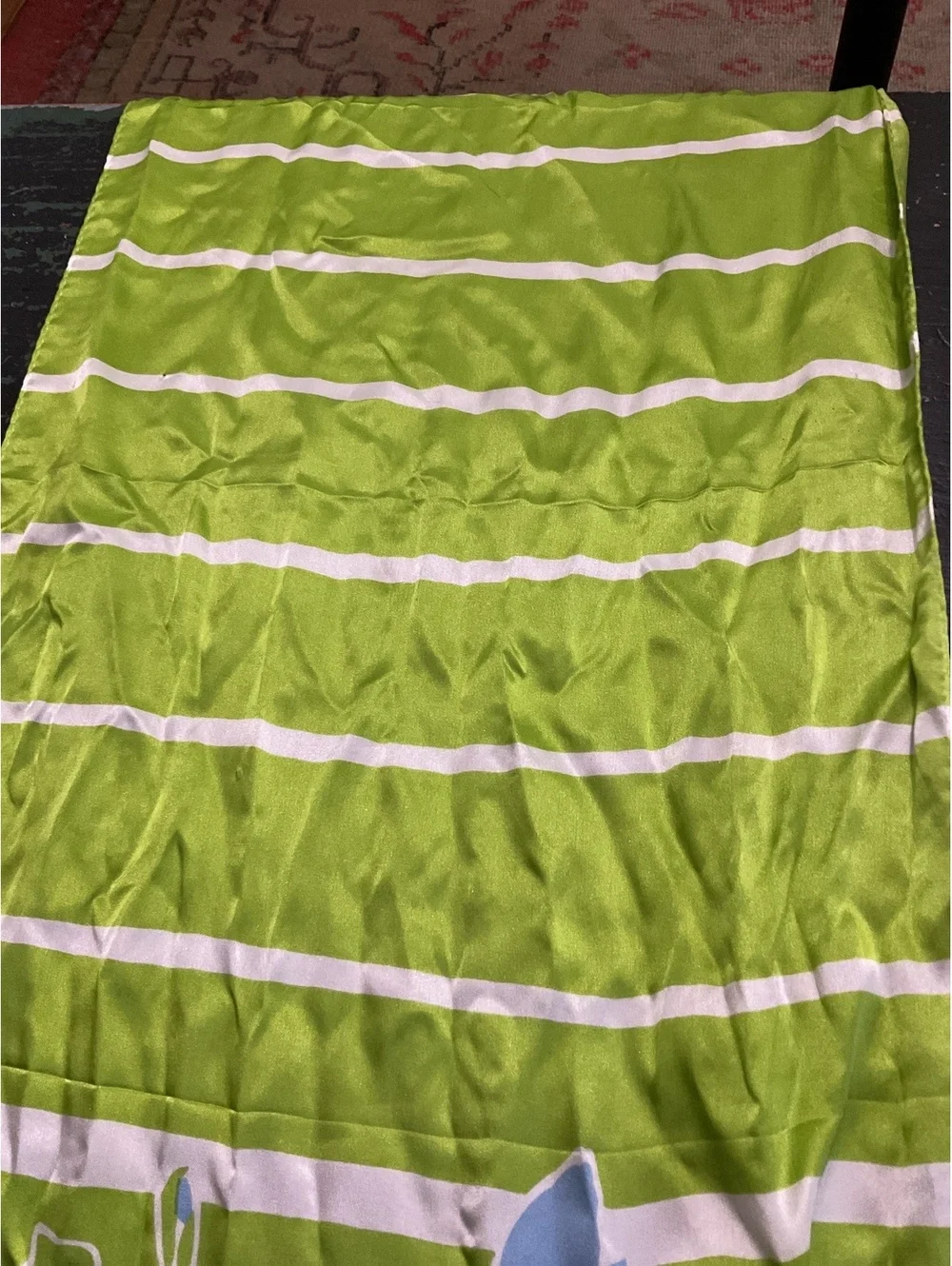 Anne Klein 100% Silk Floral Scarf with Green and Blue Pattern
